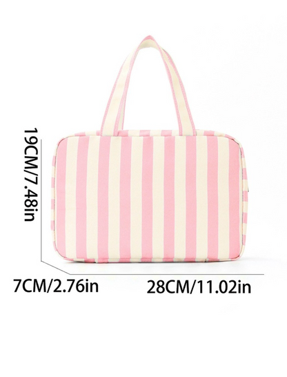 Striped 4-Layer Foldable Hanging Toiletry Bag