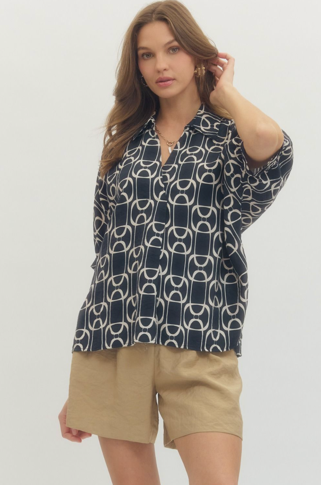 Luca Geometric Print Top