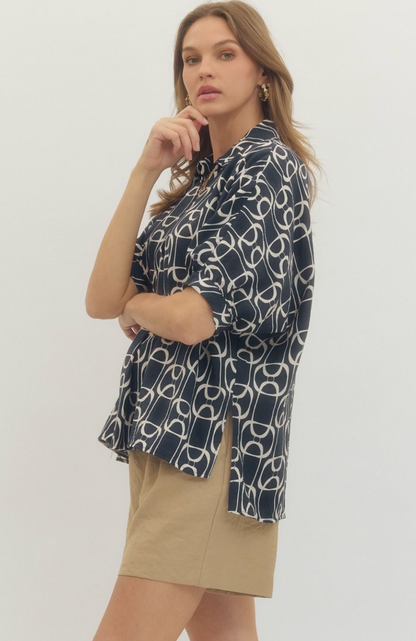 Luca Geometric Print Top