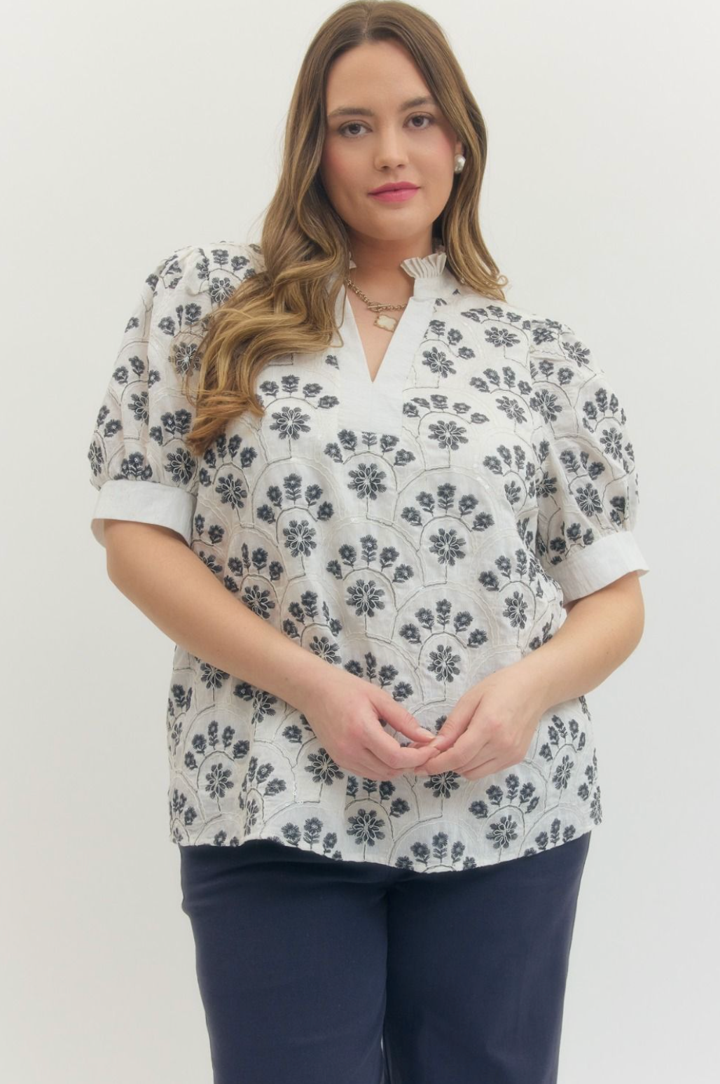 Sadie Botanical Print Puff Sleeve Top