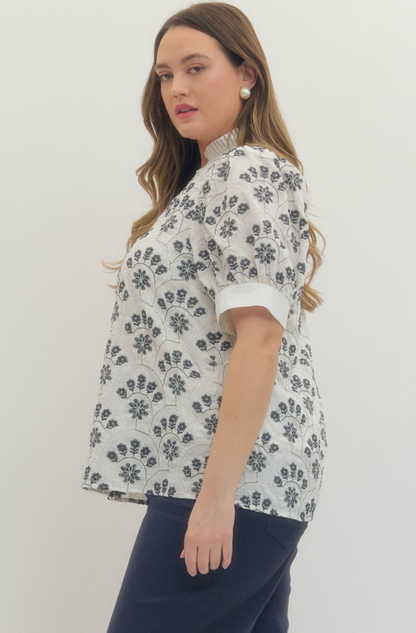 Sadie Botanical Print Puff Sleeve Top