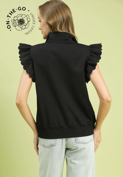 Anna Ruffled Zip-Up Sweatshirt