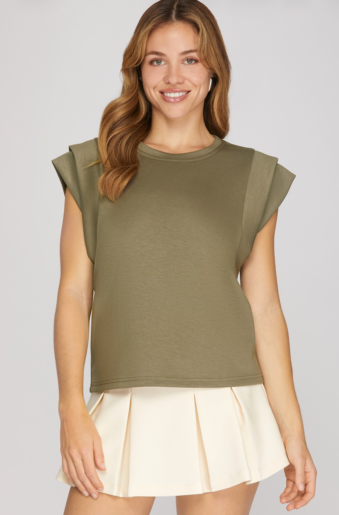 Heather Double Band Sleeve Knit Top