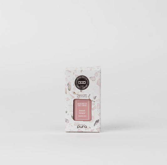 Pura product packaging with floral design on a white background