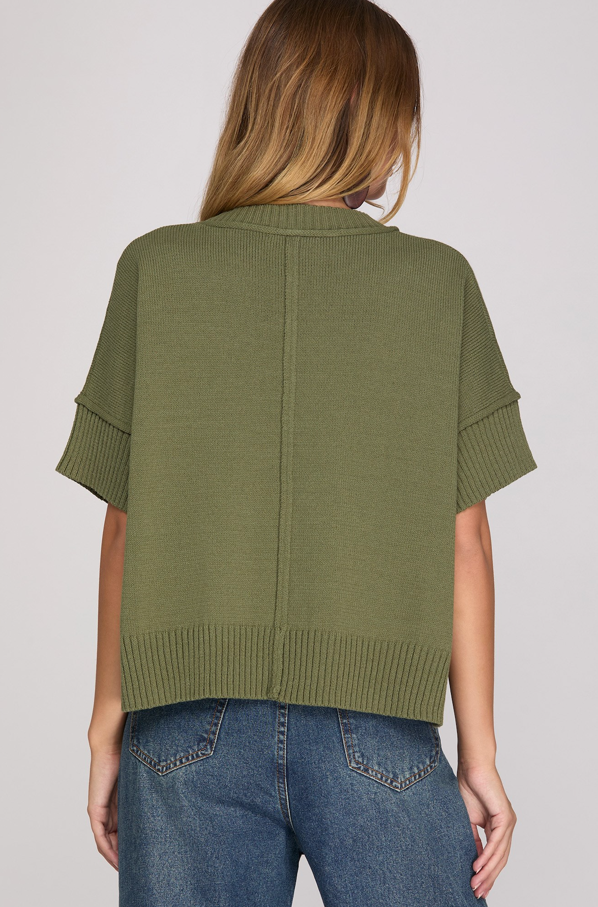 The Harper Half Sleeve Sweater- Olive