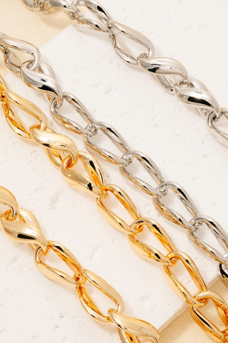Twisted Metallic Chain Link Necklace Set