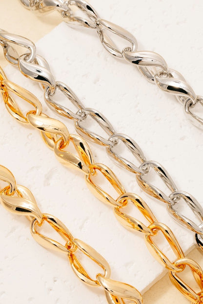 Twisted Metallic Chain Link Necklace Set