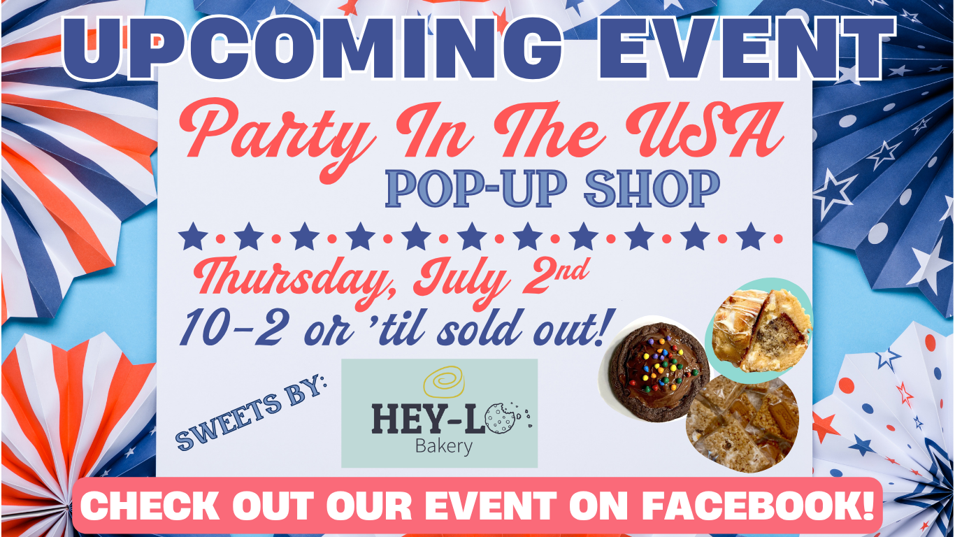 Promotional poster for a pop-up shop event with donuts and bakery branding.