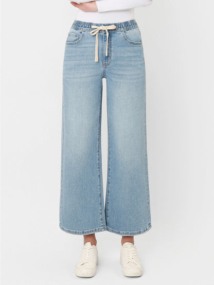 Impartial High-Rise Elastic Crop Wide Jeans