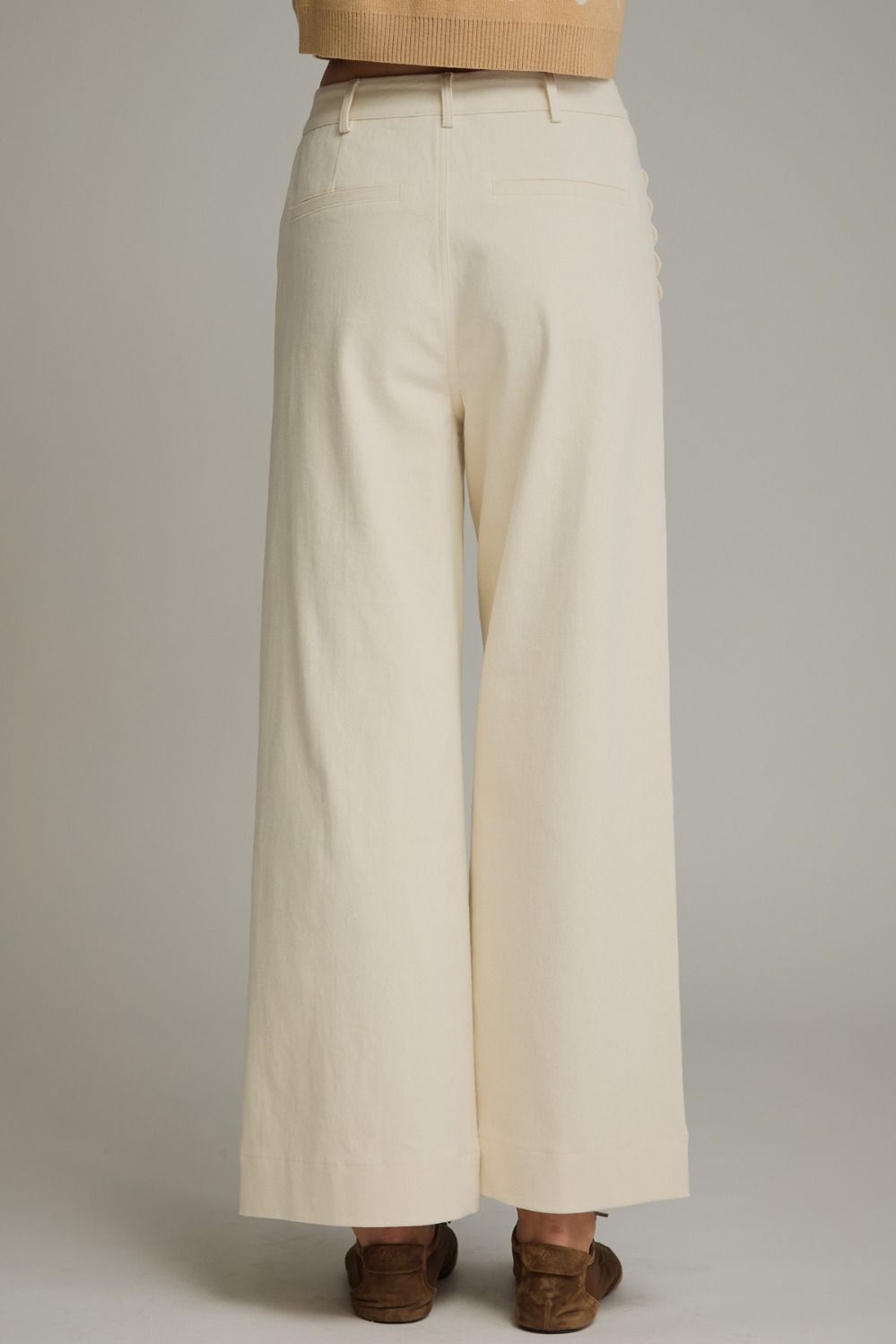 Charlotte Scallop Pocket Pants-Ecru