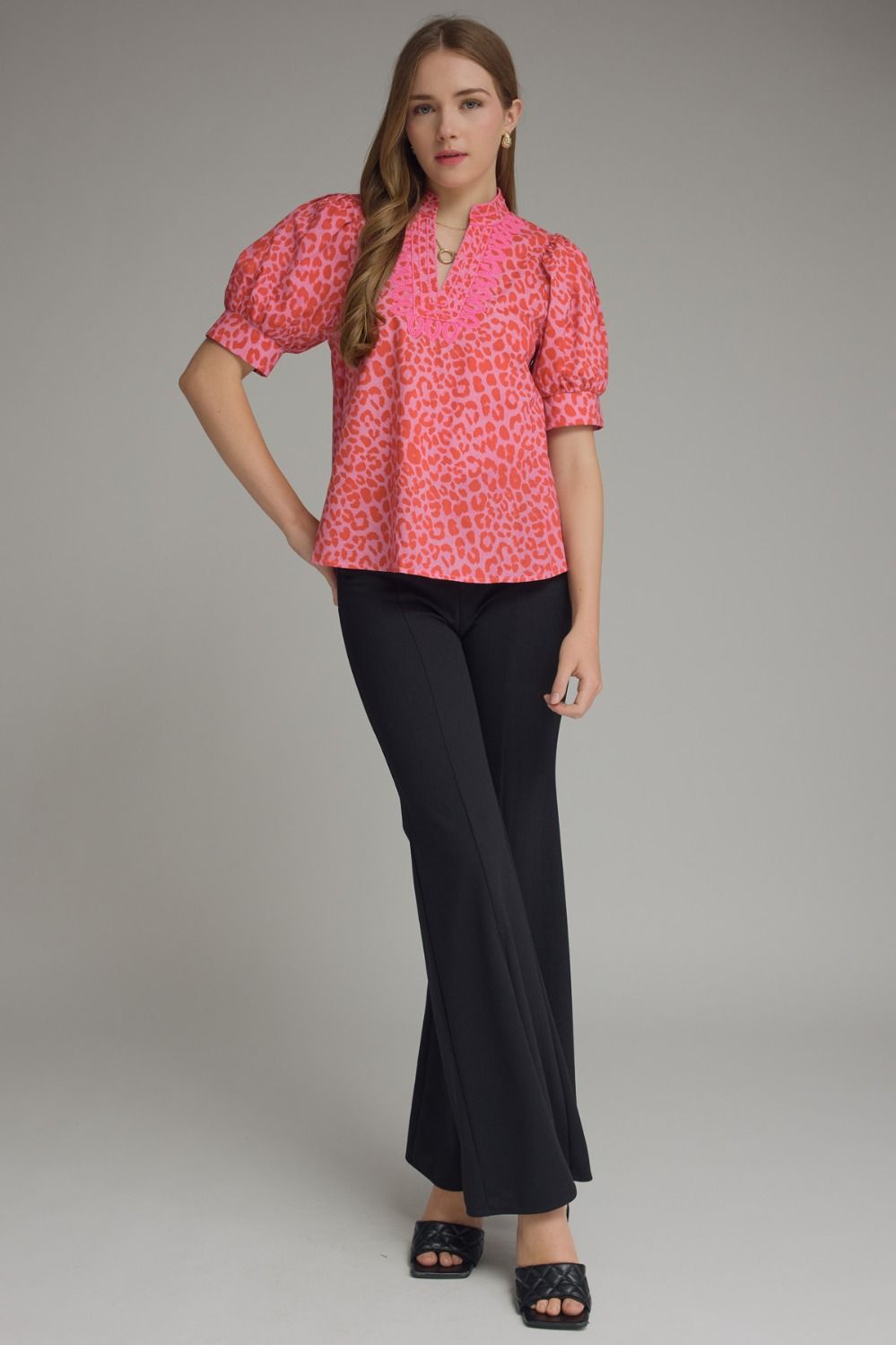 Savanna Leopard Embroidered Detail Top