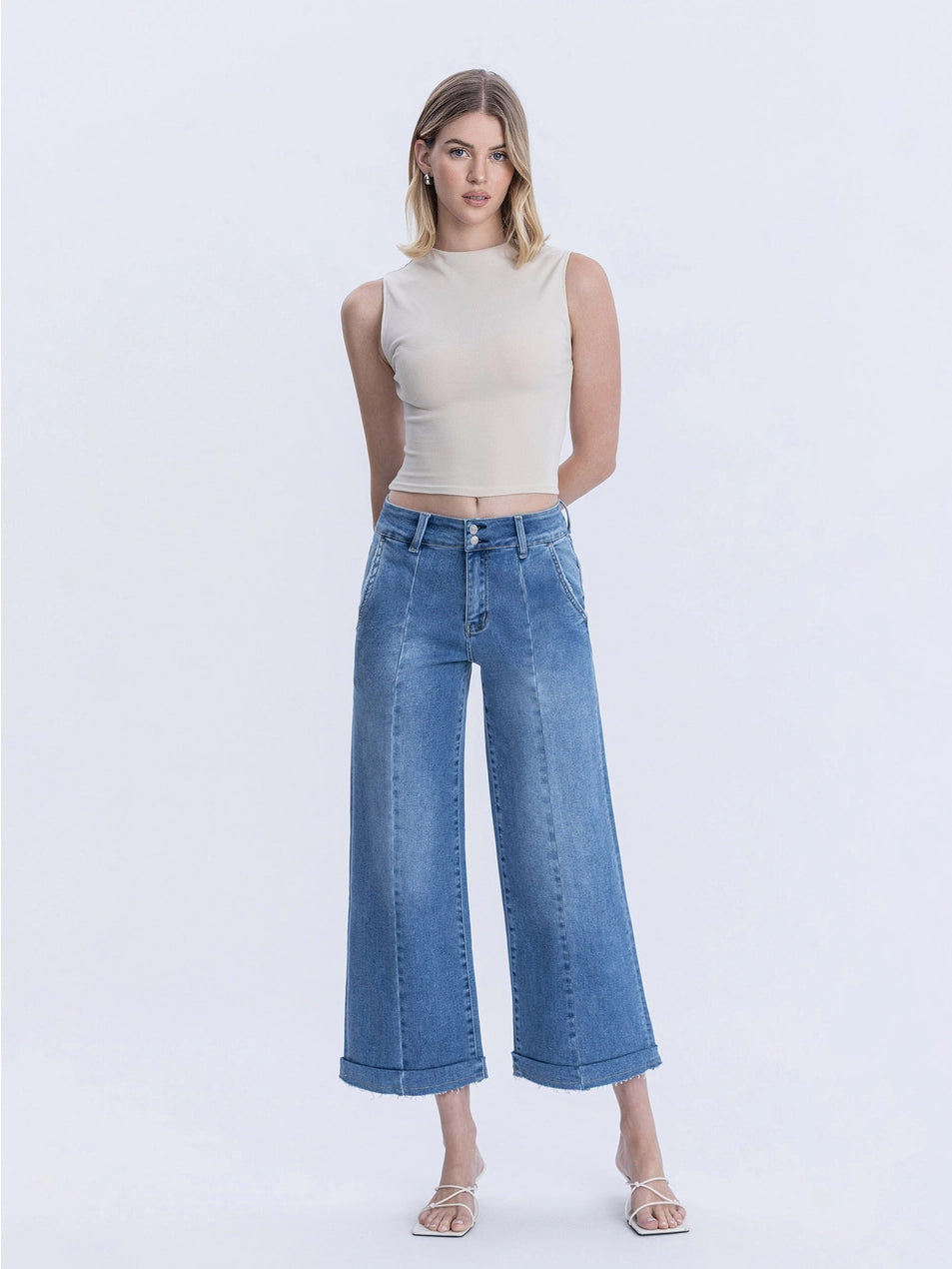 Ingenuity High-Rise Two Button Trouser Wide Jeans